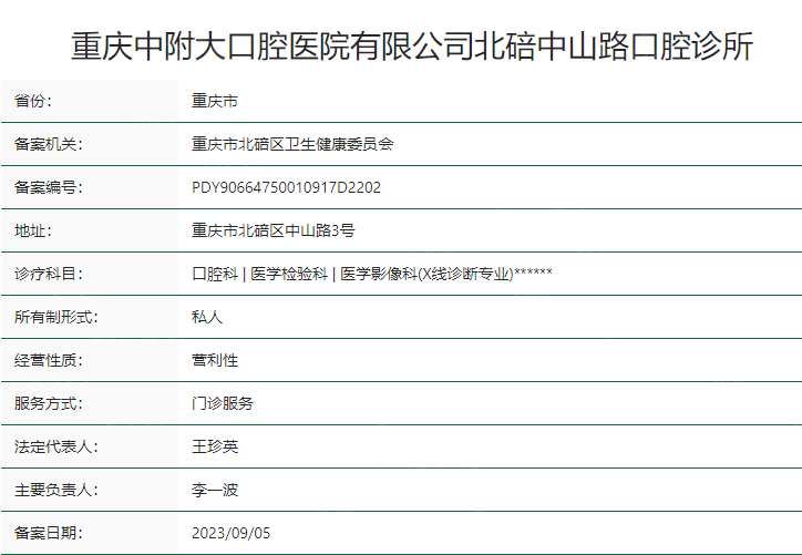 重慶中附大口腔醫(yī)院衛(wèi)健委資質(zhì)